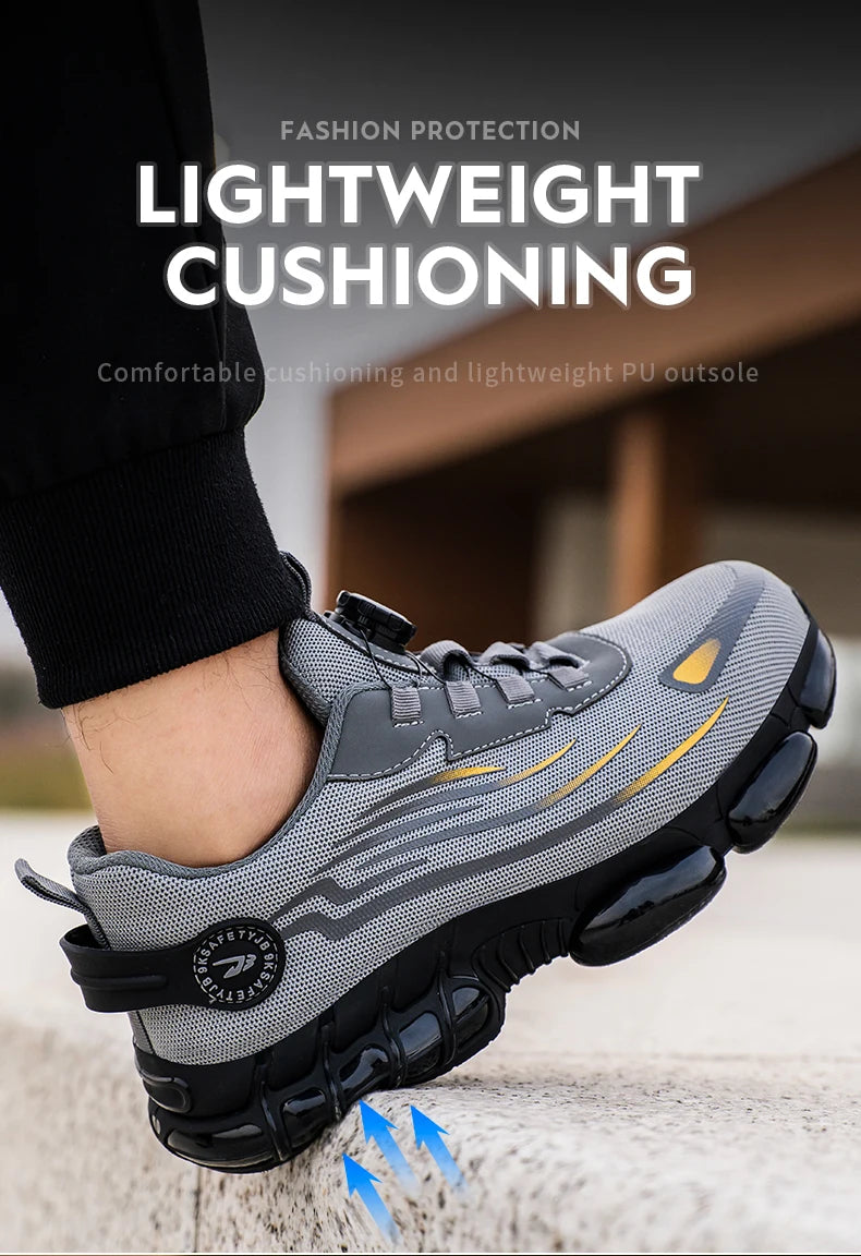 Men’s Rotating Button Safety Shoes – Anti-Smash & Anti-Puncture